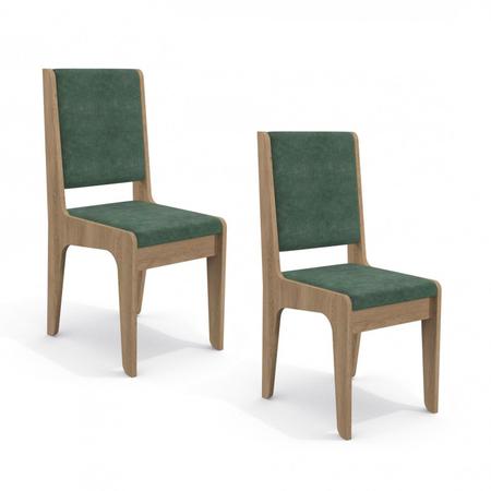 Imagem de Conjunto de 2 Cadeiras de Madeira Nogal CAD103 Kappesberg Verde Amassado