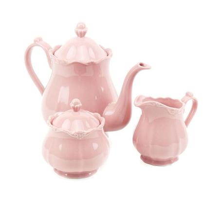 Conjunto Bule P/ Chá E Café Fancy De Porcelana Wolff 3 Pçs