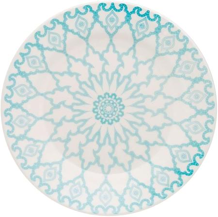 Imagem de Conjunto de 6 pratos rasos 24cm Azul Donna Mandala Biona Oxford jogo de pratos cerâmica 