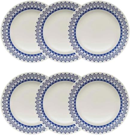 Imagem de Conjunto de 6 pratos sobremesa 18cm Azul Donna Grécia Biona Oxford jogo de pratos cerâmica 