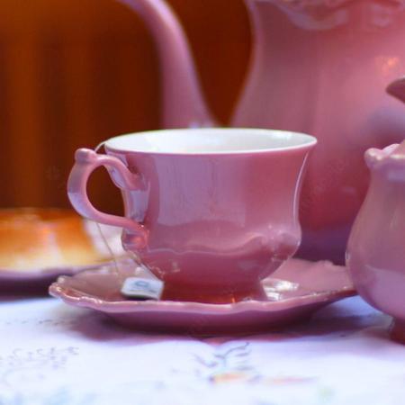 Jogo 6 Xícara Chá Café Rosa 95Ml Com Pires Porcelana - Mundo Da Porcelana -  Xícaras de Café - Magazine Luiza