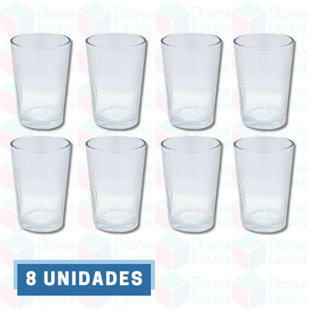 Imagem de Conjunto de 8 Copos Transparentes de Vidro 200ML Para Suco