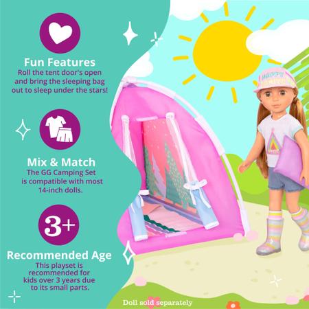 Imagem de Conjunto de acampamento Glitter Girls Colorful Play Tent e saco de dormir