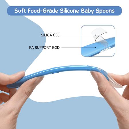 Imagem de Conjunto de alimentação para bebês BXLL, babadores de silicone, 3 unidades e colheres, 2 unidades