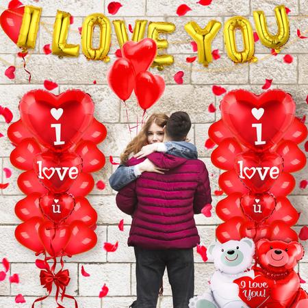 Imagem de Conjunto de balões GAGAKU para o Dia dos Namorados I LOVE YOU Decoração