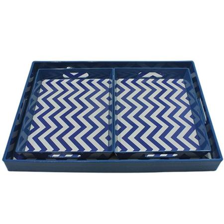 Imagem de Conjunto de Bandejas Azul e Branco 3 Peças - Decorafast Plus