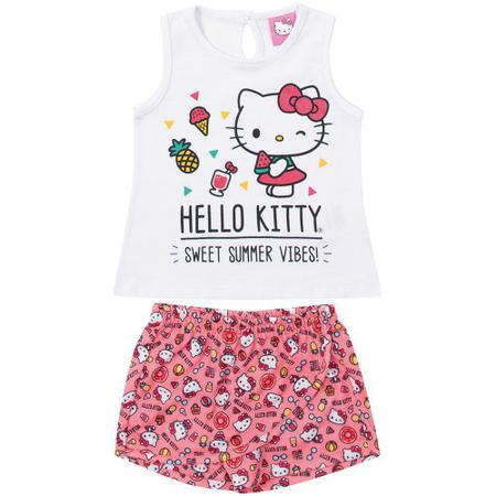Imagem de Conjunto de Bebê Hello Kitty Branco com Coral