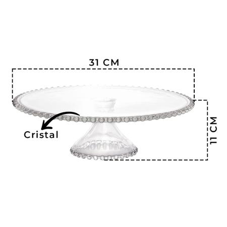 Imagem de Conjunto De Boleiras 20cm E 31cm Com Pé Em Cristal Pearl Para Docinhos