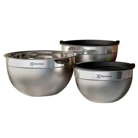 Imagem de Conjunto de Bowls Inox Com Tampa Plástica Electrolux 3 Peças