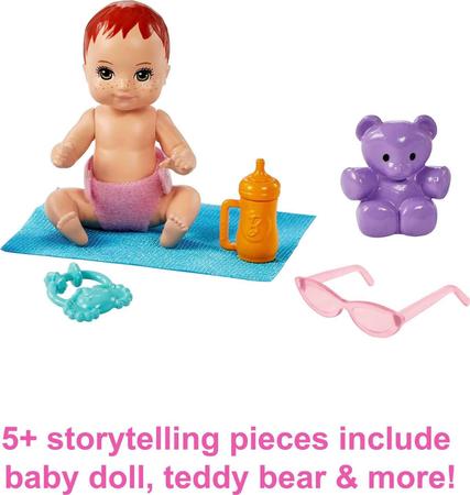 Imagem de Conjunto de brinquedos Barbie Skipper Babysitters Inc com boneca, carrinho de bebê e acessórios