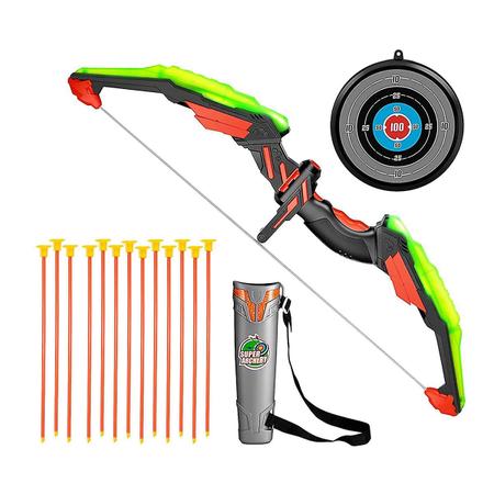 Imagem de Conjunto de brinquedos de arco e flecha Bow and Archer com LED, 13 ventosas