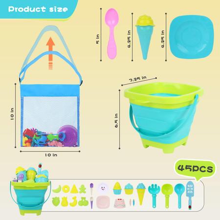 Conjunto de brinquedos de praia AMOR PRESENT Fruit 45 unidades com balde dobrável Imagem de Conjunto de brinquedos de praia AMOR PRESENT Fruit 45 unidades com balde dobrável