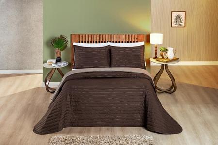 Imagem de Conjunto De Cama Casal Queen Size Dupla Face Marrom