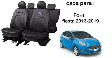 Imagem de Conjunto de Capas de Couro Impermeável Fiesta 2013-2019 + Volante e Chaveiro - Estilo Protegido