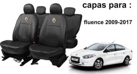 Imagem de Conjunto de Capas de Couro Renault Fluence 2014 + Capa de Volante com Agulha + Chaveiro