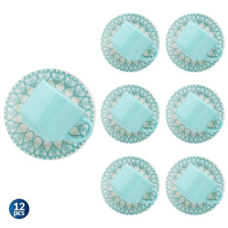 Conjunto de Xícaras de Chá e Pires Biona Donna Mandala - 12 Peças