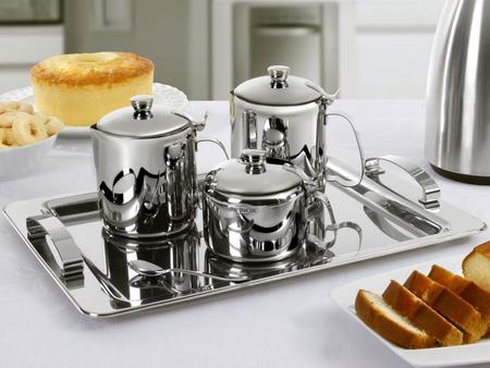 Jogo De Chá E Café Trama Com 6 Peças Inox - Riva