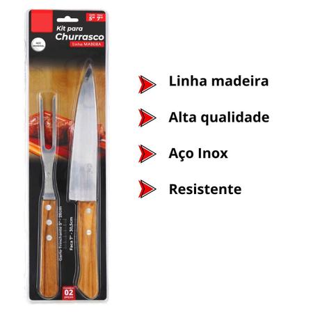 CONJUNTO PARA CHURRASCO GARFO E FACA COM CABO DE MADEIRA - CONJUNTO PARA CHURRASCO  GARFO E FACA COM CABO DE MADEIRA - TODOS