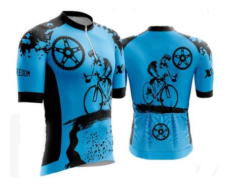 Imagem de Conjunto de Ciclismo Camisa e Bermuda C/ Proteção UV + Óculos Esportivo Espelhado + Par de Manguitos