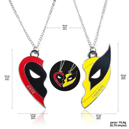 Imagem de Conjunto De Colar Com Pingente De Coração Dividido Unissex Deadpool Wolverine, Presente De Joias