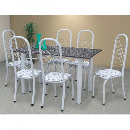 Conjunto de Mesa Com 6 Cadeiras Para Cozinha Tampo Retangular e