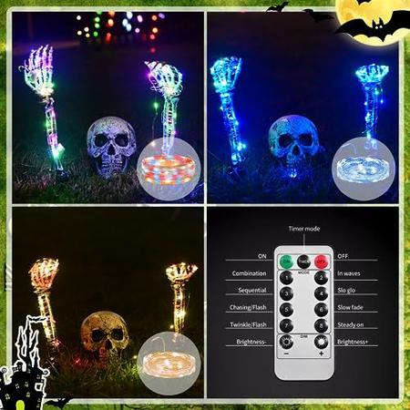 Imagem de Conjunto de esqueletos iluminados de Halloween Madifana, con