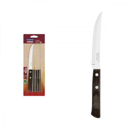 Imagem de Conjunto de Facas para Churrasco Tramontina 5" em Aço Inox com Cabo Castanho Polywood 6 Peças