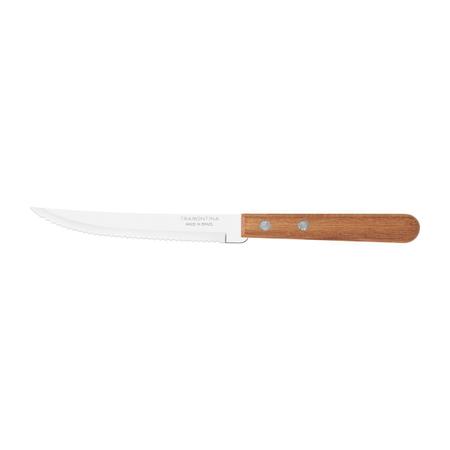 Imagem de Conjunto de facas para churrasco tramontina dynamic com lâminas em aço inox e cabos de madeira natural 12 peças 22300905