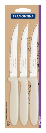 Imagem de Conjunto de facas para churrasco tramontina ipanema com lâminas em aço inox e cabos de polipropileno cinza 3 peças