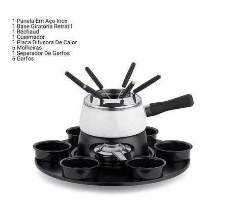 Conjunto De Fondue De Aço Inox 1,8 Litros Com 18 Peças Forma - Forma Inox Imagem de Conjunto De Fondue De Aço Inox 1,8 Litros Com 18 Peças Forma