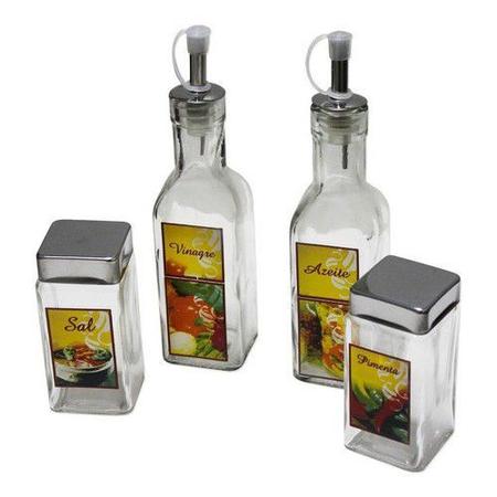 Conjunto De Galheteiro Em Vidro 05 Peças Com Suporte - Wincy Imagem de Conjunto De Galheteiro Em Vidro 05 Peças Com Suporte