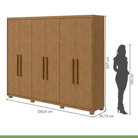 Imagem de Conjunto de Guarda-roupa 6 Portas Áries com Pés e Cômoda da Vinci com Nicho