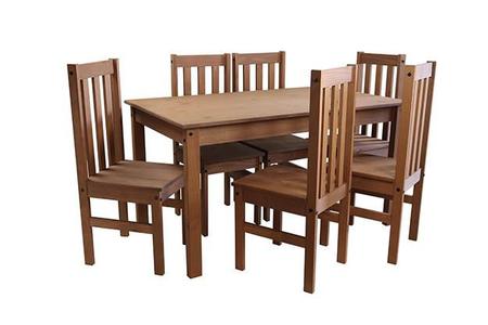 Imagem de Conjunto de Jantar Lella Mesa com 6 Cadeiras de Madeira Maciça