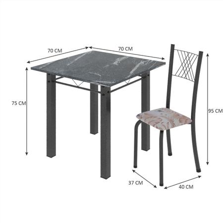 Imagem de Conjunto de Jantar Mesa 70x70cm Tampo de Granito Topázio com 4 Cadeiras Sara Yescasa