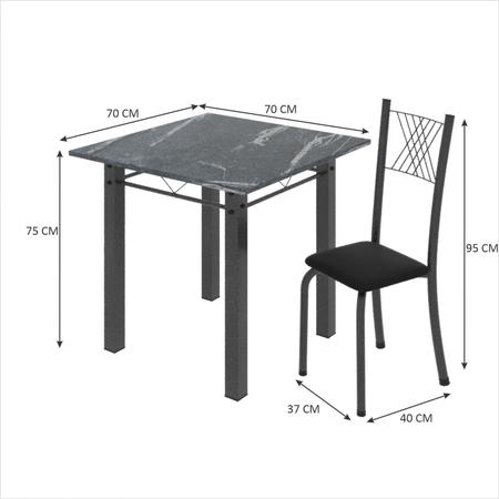 Imagem de Conjunto de Jantar Mesa 70x70cm Tampo de Granito Topázio com 4 Cadeiras Sara Yescasa