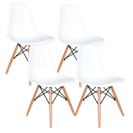 Imagem de Conjunto de Jantar Mesa Eiffel 90cm Branca + 4 Cadeiras Eiffel DKR Brancas