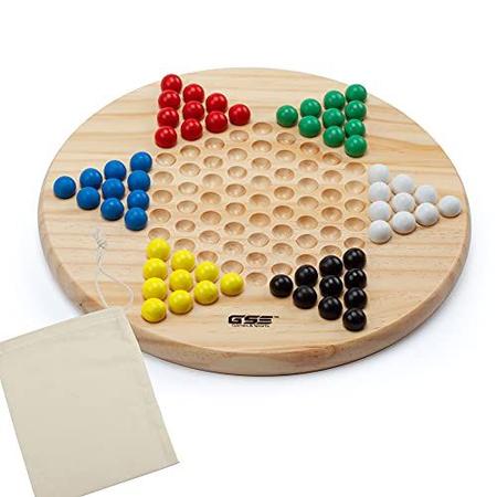 Imagem de Conjunto de jogos de tabuleiro de madeira de 11,5 polegadas com mármores de madeira extra