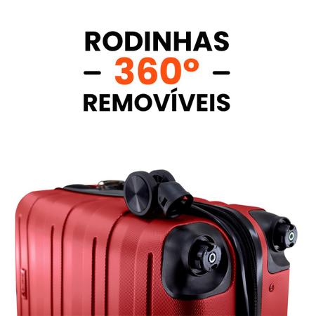 Imagem de Conjunto de Mala Viagem Bordo Avião com Frasqueira Maleta Necessaire Rígida ABS Rodinhas 360