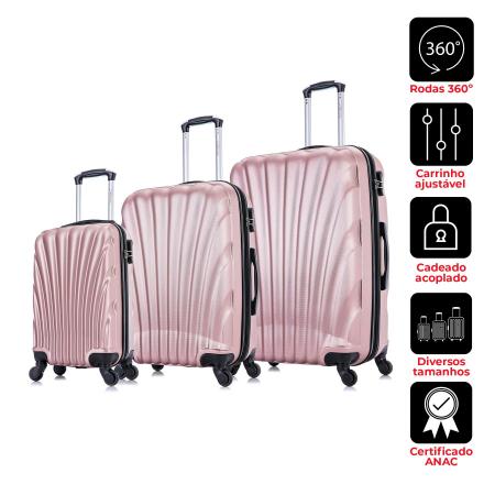 Imagem de Conjunto de malas de viagem P, M e G Dizy Swiss Move Rose