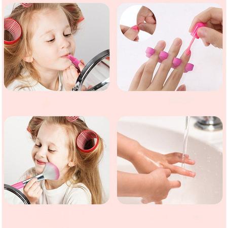 Imagem de Conjunto de maquiagem para crianças com caixa portátil Eyeshadow Lipstick Brush N