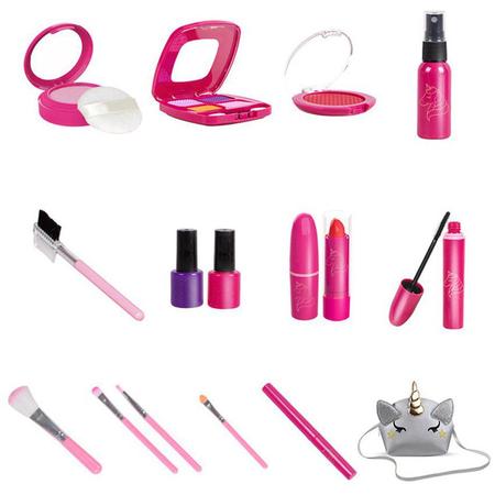 Imagem de Conjunto de maquiagem para crianças com caixa portátil Eyeshadow Lipstick Brush N