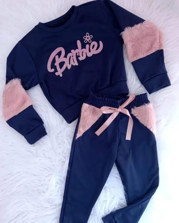 Conjunto Colegial Infantil Barbie Inverno Blusa Roupa Menina