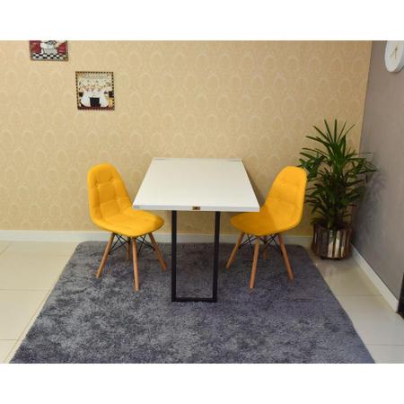 Imagem de Conjunto de Mesa 120 x 75 Branca + 2 Cadeiras Botonê - Amarela