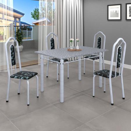 Imagem de Conjunto de Mesa 120x75cm Tampo Granito com 4 Cadeiras Bianca Soma Móveis