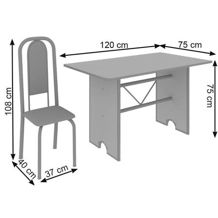 Imagem de Conjunto de Mesa 120x75cm Tampo Granito com 4 Cadeiras Lavínea Soma Móveis