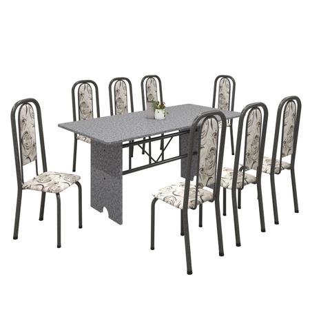 Imagem de Conjunto de Mesa 180x75cm Tampo Granito com 8 Cadeiras Lavínea Soma Móveis