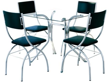 Imagem de Conjunto de Mesa Aço Cromado com 4 Cadeiras