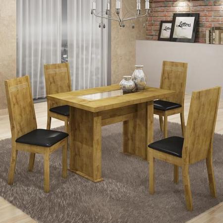 Imagem de Conjunto de Mesa Cel Móveis Master 4 Cadeiras Tampo Vidro