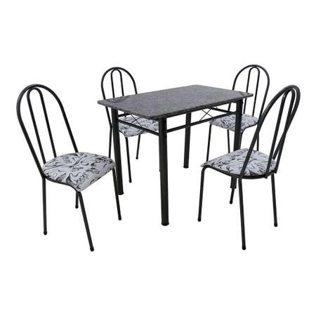 Imagem de Conjunto de Mesa com 4 Cadeiras Genebra material sintético Preto e Branco