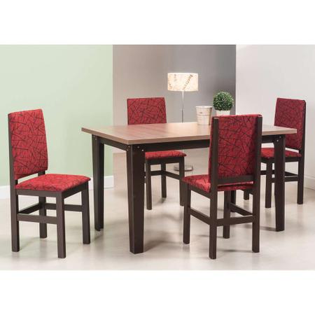 Imagem de Conjunto de Mesa com 4 Cadeiras Leal Tabaco e Vermelho